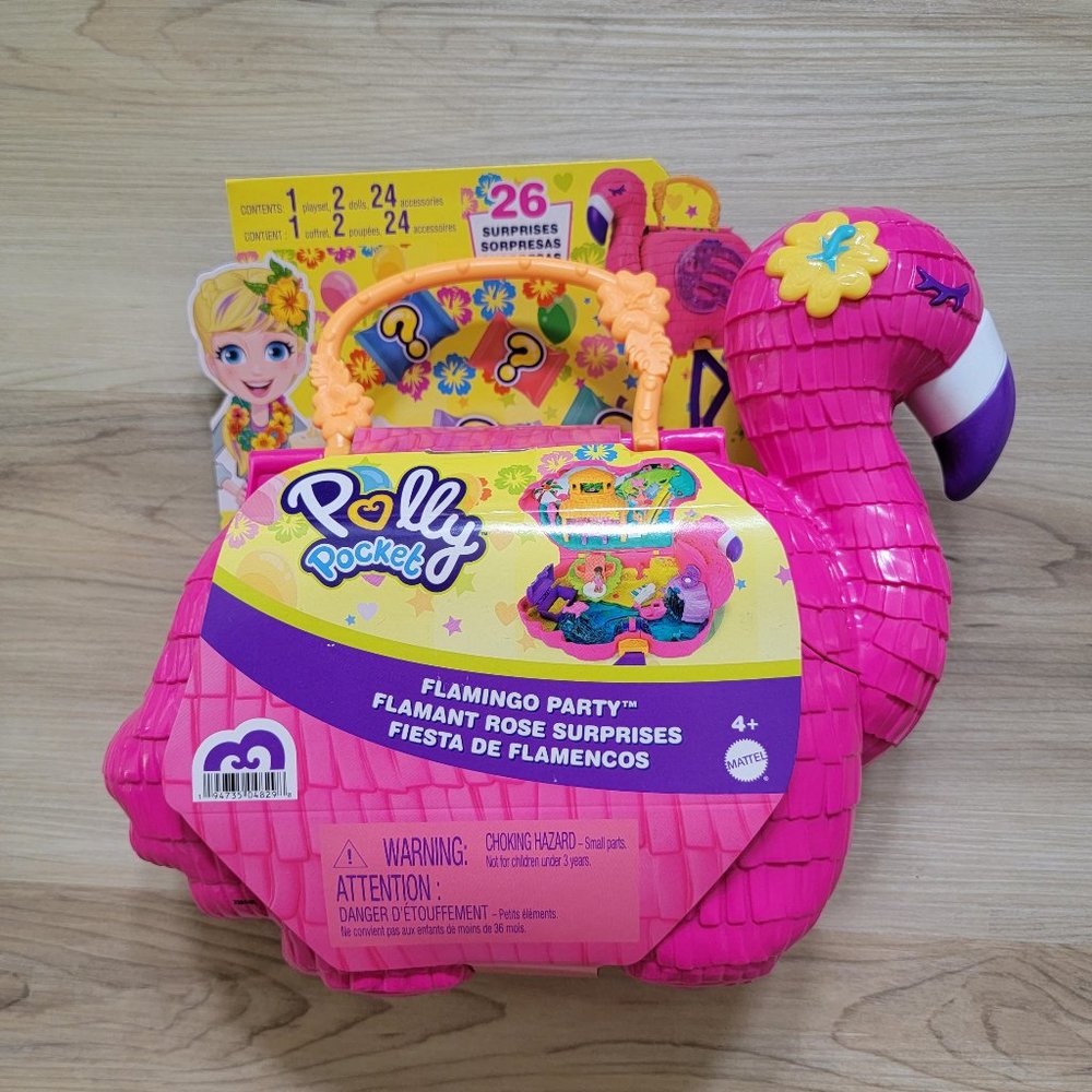 Polly Pocket FLAMINGO PARTY extra compact playset with handle